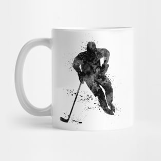 Ice Hockey Boy Player Black and White Silhouette Mug